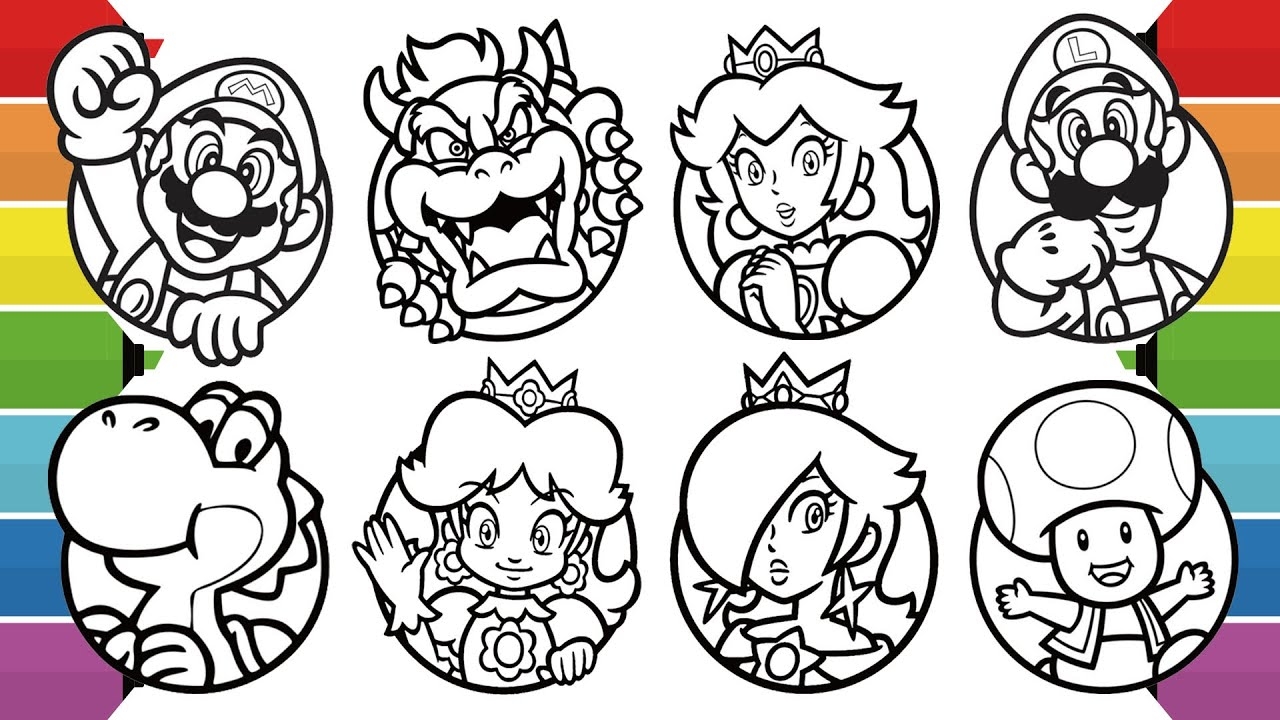 Super Mario Coloring Pages Mario Luigi Bowser Princess Peach Yoshi Toad Daisy Rosalina YouTube Super Mario Coloring Pages Mario Luigi Bowser Princess Peach Yoshi Toad Daisy Rosalina YouTube
