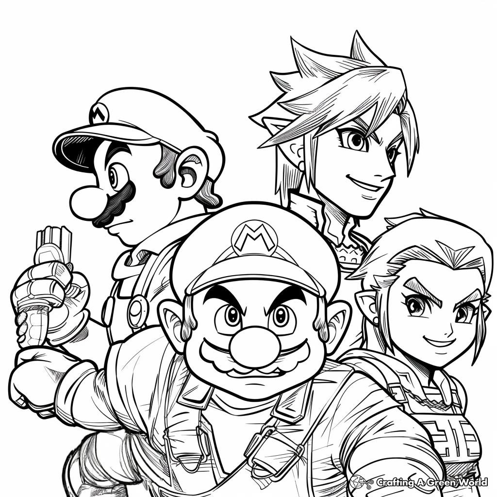 Super Smash Bros Coloring Pages Free Printable 