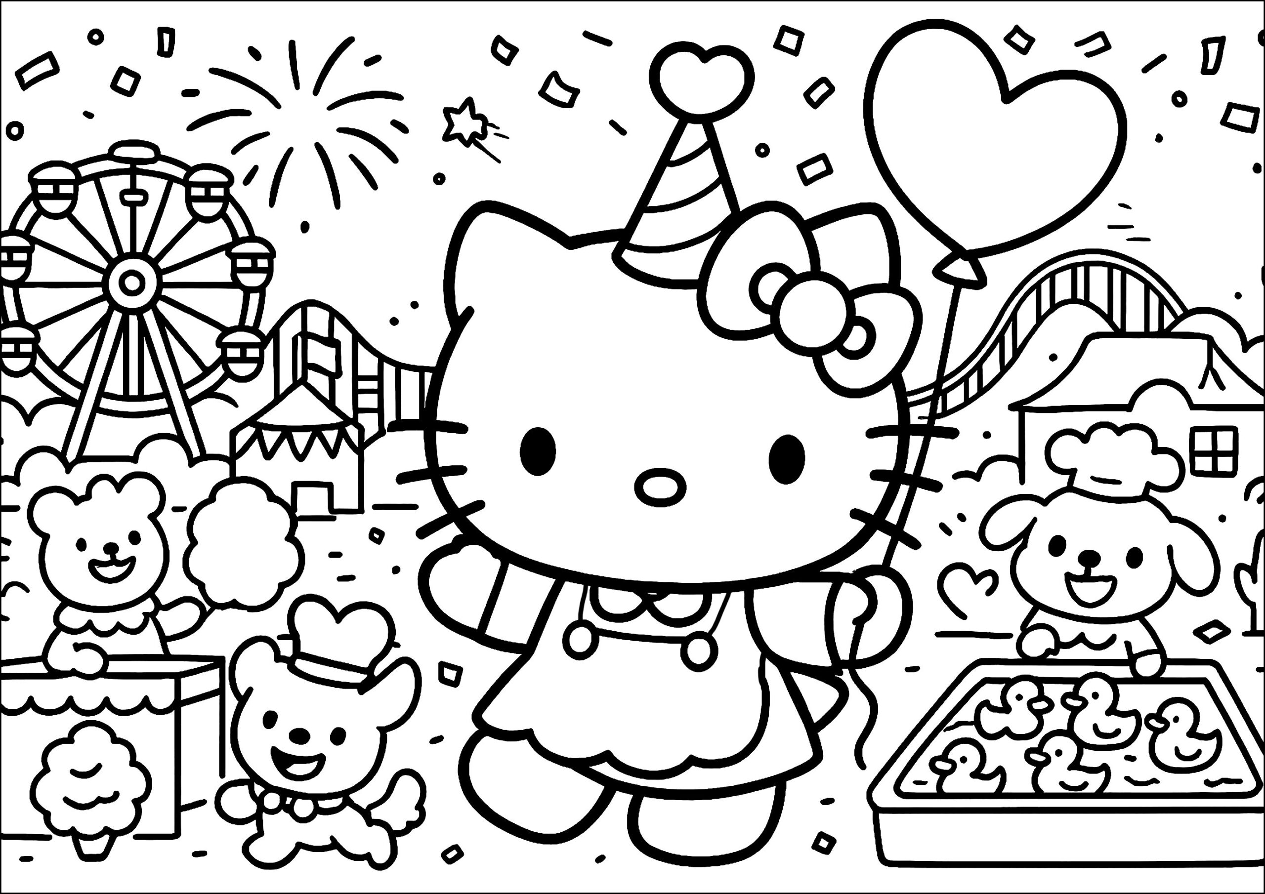 The Amusement Park Hello Kitty Coloring Pages The Amusement Park Hello Kitty Coloring Pages