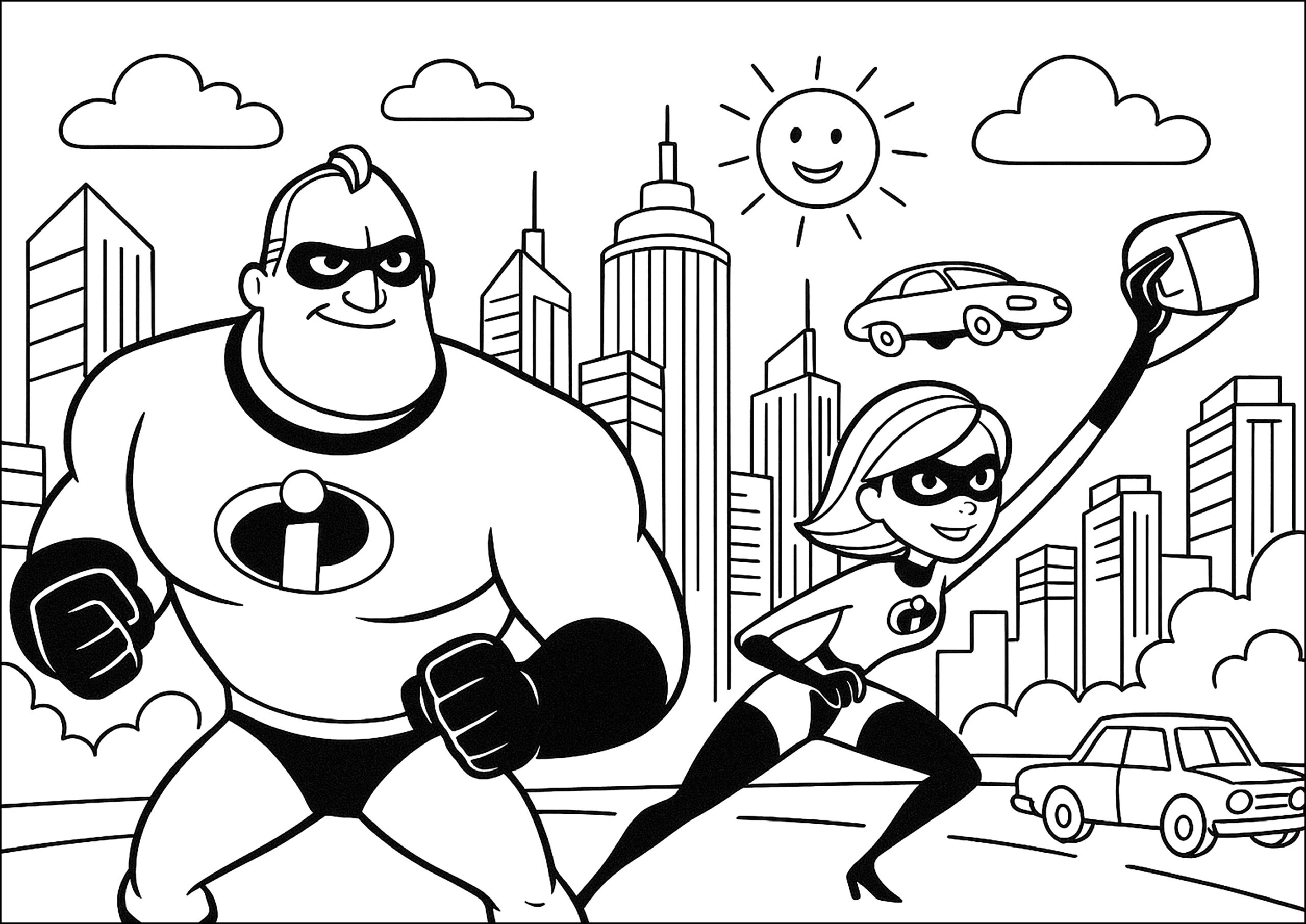 The Indestructible Parents The Incredibles Coloring Pages The Indestructible Parents The Incredibles Coloring Pages