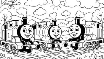 Three Friendly Locomotives Thomas And Friends Coloring Pages