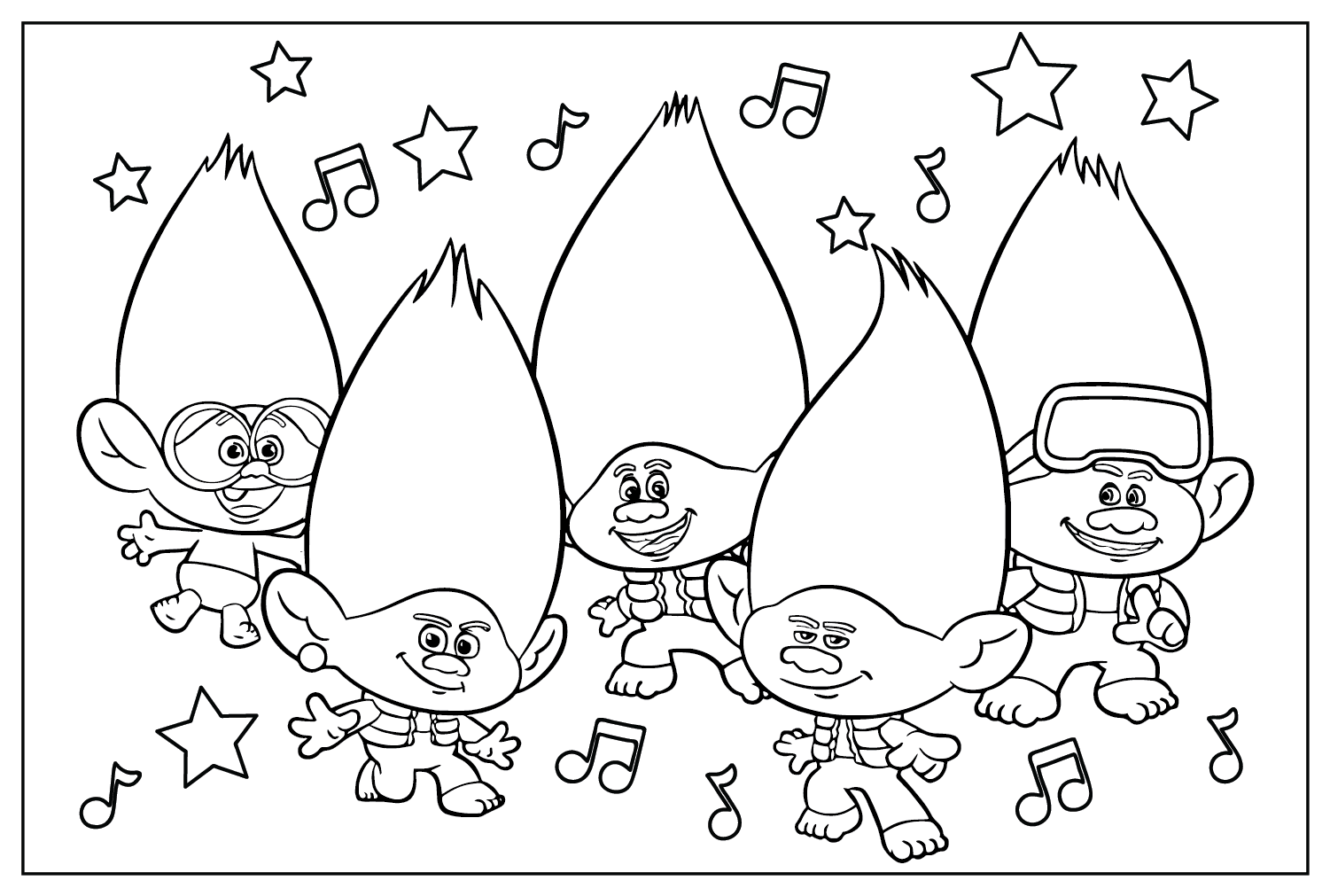 trolls character coloring pages