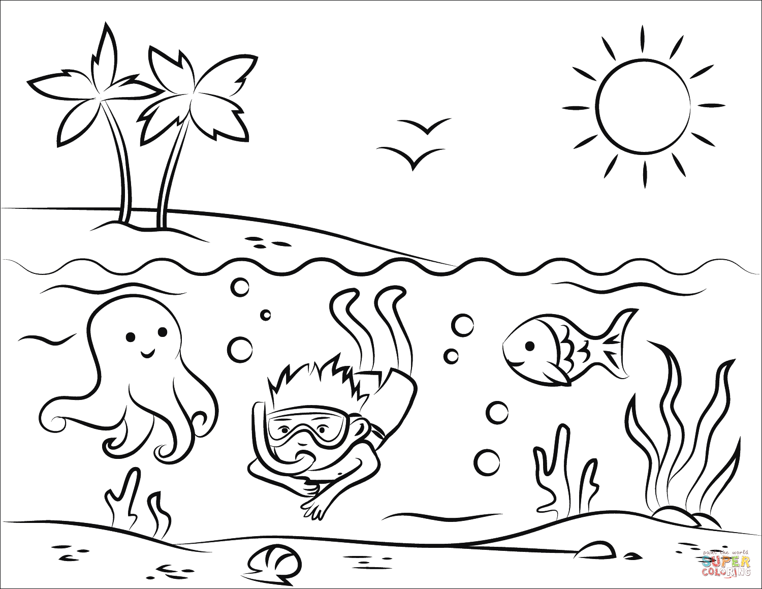 Tropical Beach Coloring Page Free Printable Tropical Beach Coloring Page Free Printable