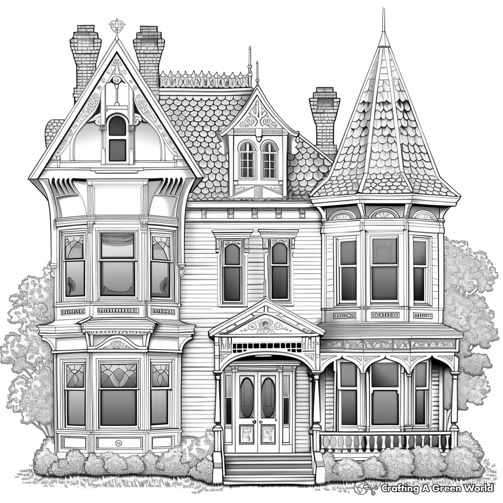 Victorian Houses Coloring Pages Free Printable 