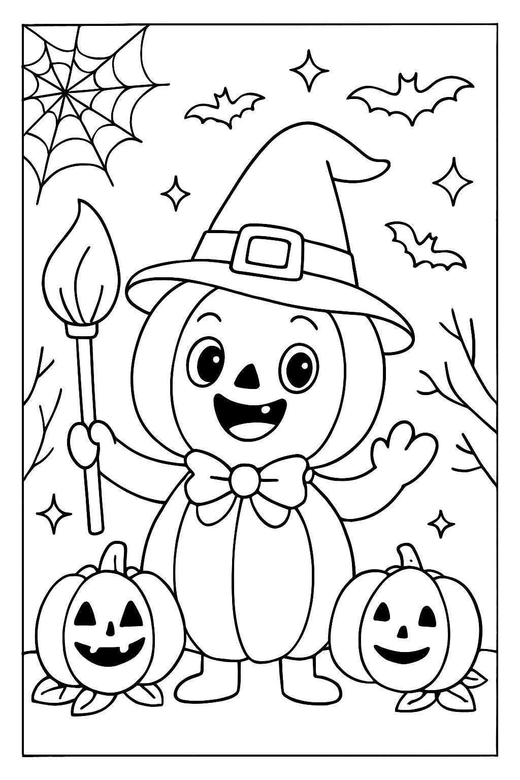 Whimsical Halloween Zombie With Pumpkins Coloring Page Playground Whimsical Halloween Zombie With Pumpkins Coloring Page Playground
