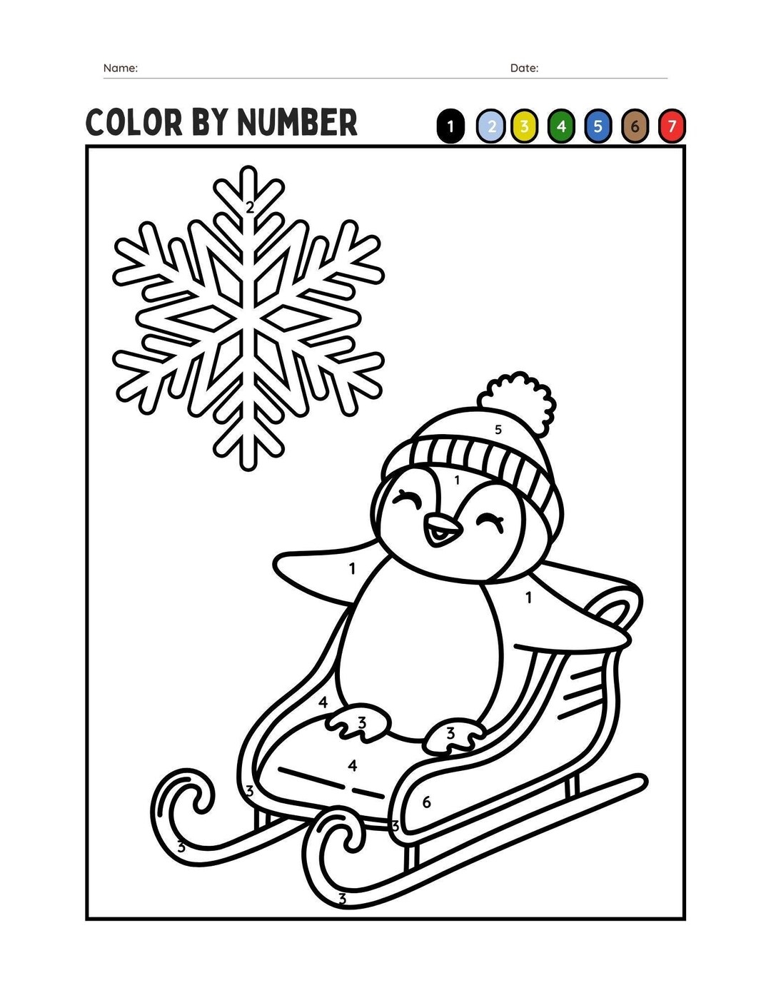 Winter Wonderland Color By Number Coloring Pages Etsy Israel